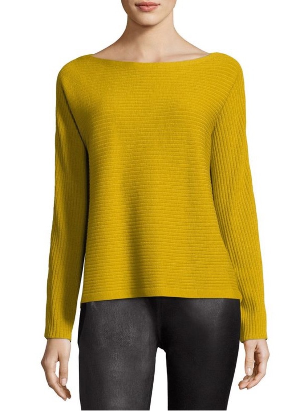 EILEEN FISHER • 100% Wool Boatneck Ribbed Sweater
